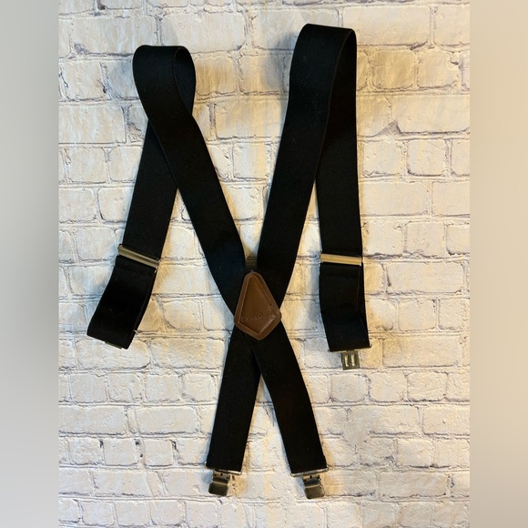CARHARTT MENS BLACK WITH BROWN ACCENT WIDE SILVER TONE HARDWARE SUSPENDERS - Picture 1 of 6